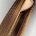 13x4 5x5 Glueless HD Lace Closure Wig 4/27 Highlight Straight Human Hair Pre Plucked Hairline 250 Density Wigs For Women