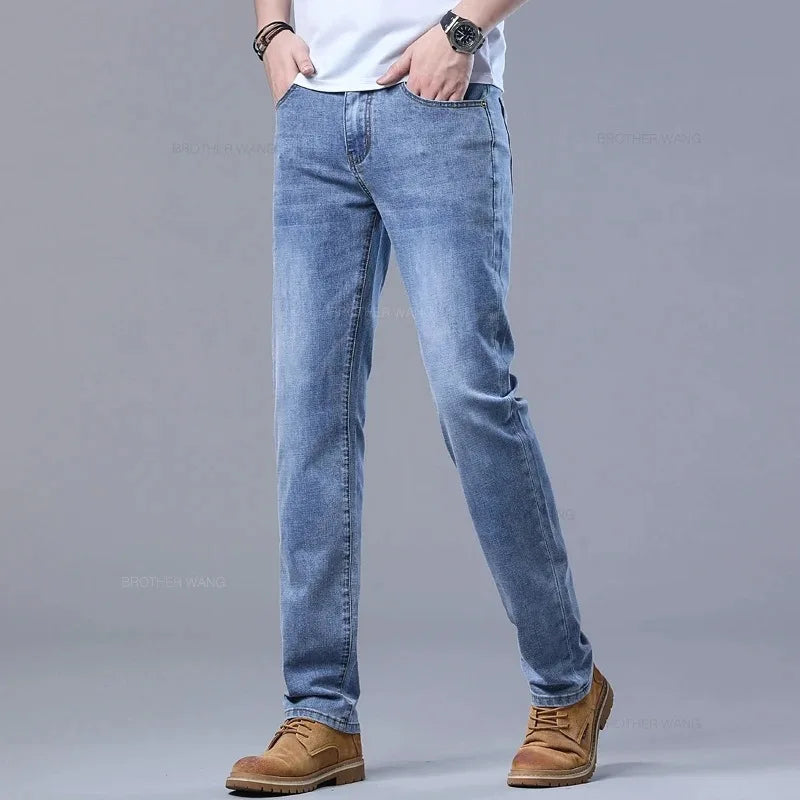 Spring Autumn Men's Slim Jeans Stylish Casual Stretch | SAMAG
