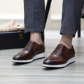 Men's Real Leather Oxford Shoes Classic Wing Tip Toe Lace-Up Handmade Comfortable Casual Sneakers for Business Office