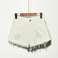 Factory Direct 2026 Summer Korean Style Plus Size Women's Denim Shorts, Ripped Stretch Jeans Shorts for Curvy Ladies