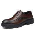 Men's Business High Heeled Leather Shoes Casual Thick Sole 10cm Height Increasing Hand Painted Pattern Trendy Formal Dress Shoes
