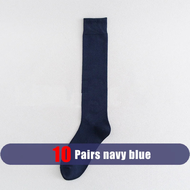 Men Long Socks Knee High Cotton Solid Business Soft | SAMAG