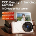 Famue FC02 Digital Camera for Students, 64MP Beauty Selfie Camera with 180° Flip Screen, 18X Zoom, 4K Video HD CCD for Vlogging