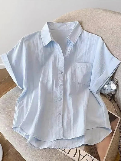 Blue Ne ort Sve irt Women's Loose Sle Summer New Faion | SAMAG