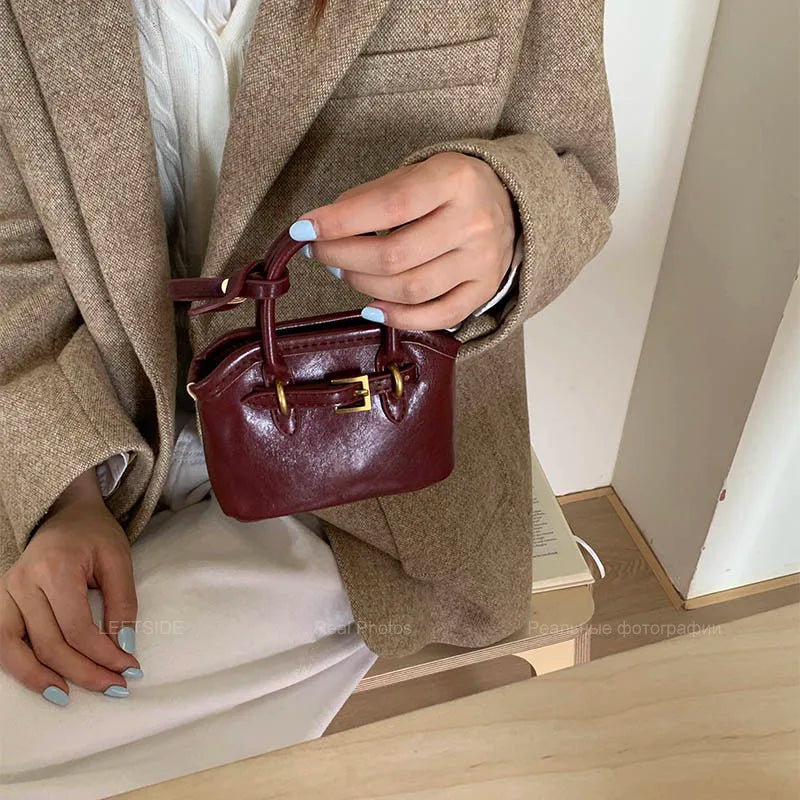 LEFTSIDE Big PU Leather Short Handle Shoulder Bag for Women 2025 Winter Luxury Tote Bag Lady Designer Retro Handbags and Purses