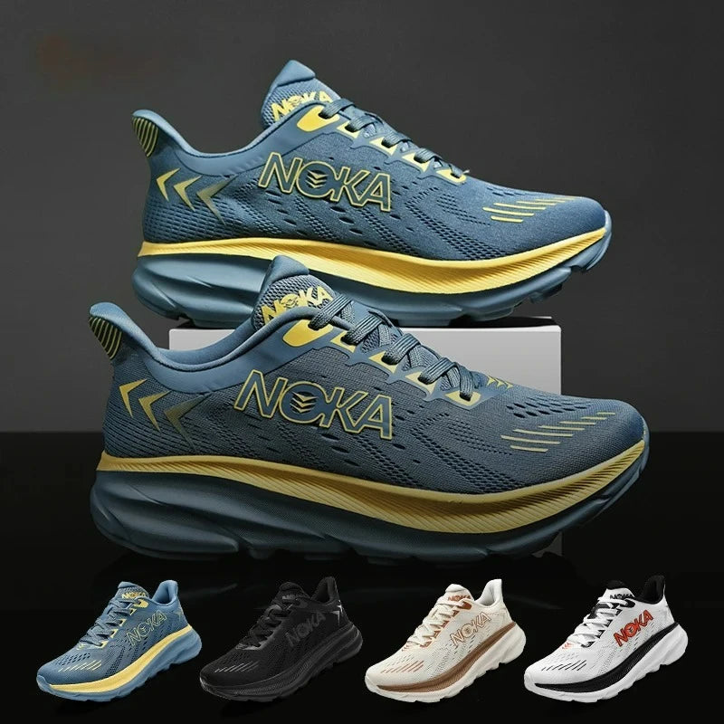 Men's Carbon Plate Running Shoes Breathable Lightweight Marathon Athletic Nonskid Elastic Sports Sneakers