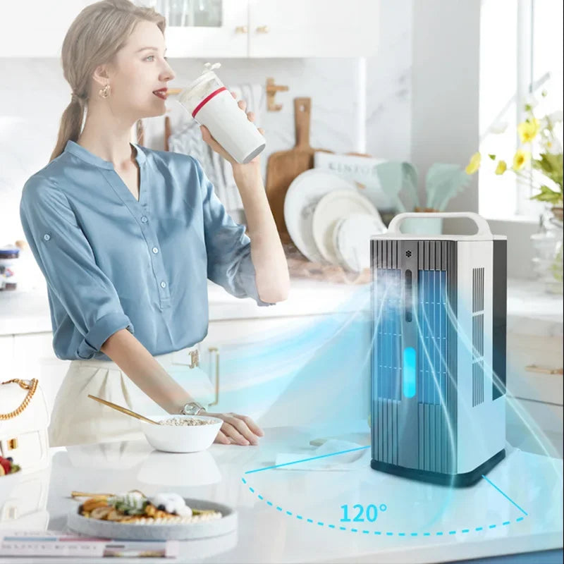 Portable Mist Air Conditioner Fan with Smart Touch Controls and Timer Function—Multifunctional Air Cooler for Home and Office