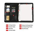 PU Leather Portfolio with Zipper 10 File Pockets 30 Sheets Notebook 4 Rings Binder A4 Document Organizer 10.1 Inch Tablet Cover