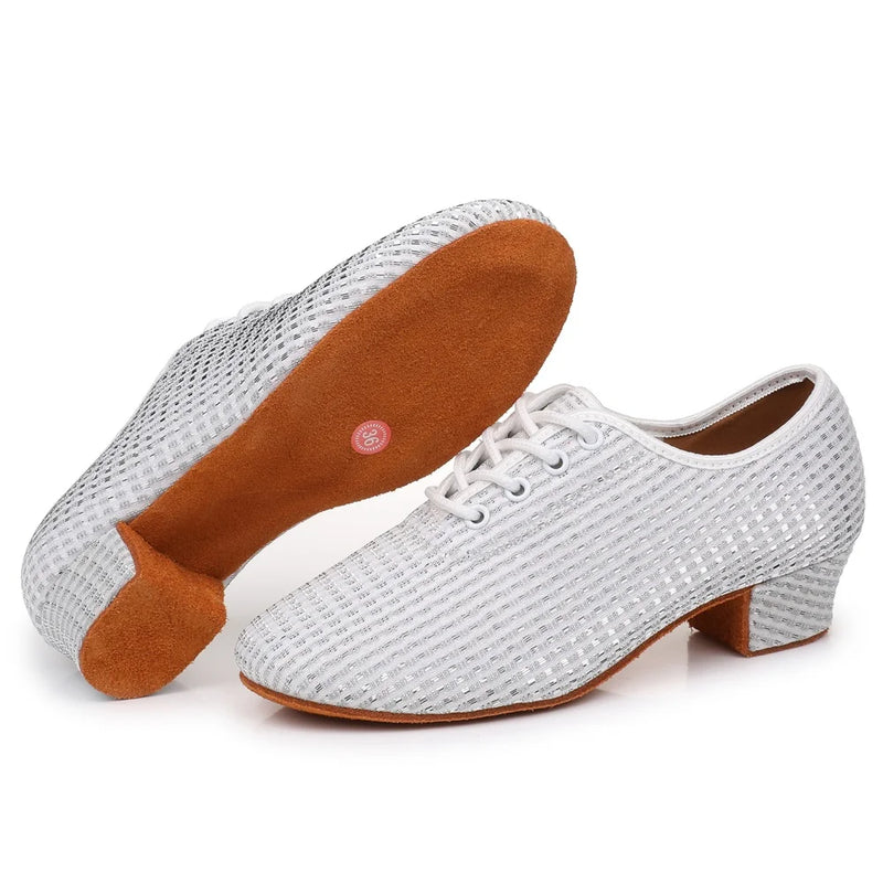 Women Dance Shoes Knitted Teacher Shoes Soft sole Low Heel Latin Training Shoes Ballet Dance Shoes Jazz Ballroom Sneakers Girls