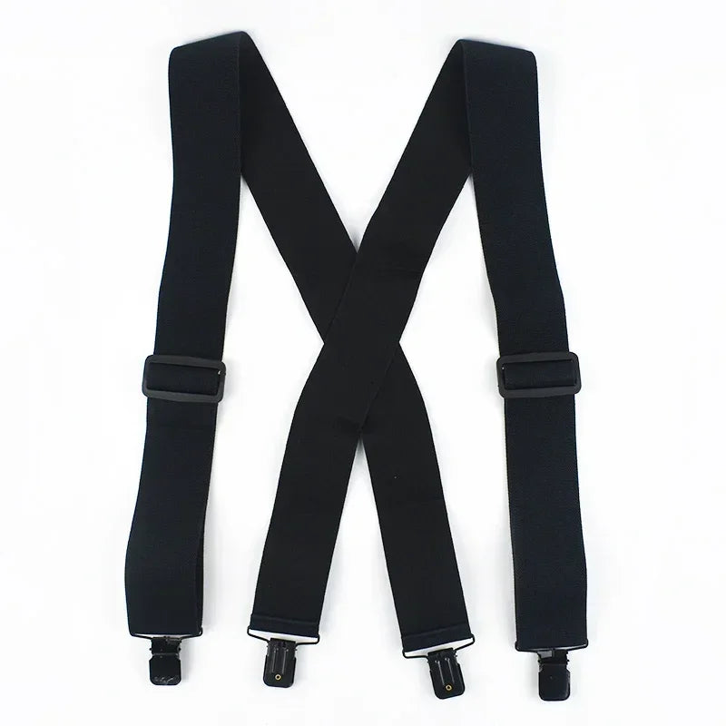 Deepeel Fashion 5cm Wide Adults Men's Suspenders Adjust Elastic Strap X - type 4 Clips Male Braces Harness - Visuel 8 | SAMAG