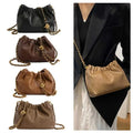 Women's Crossbody Tote Bag PU Leather Hobo Bag Fashionable Retro Bucket Bag Korean High-End Chain Crossbody Bag
