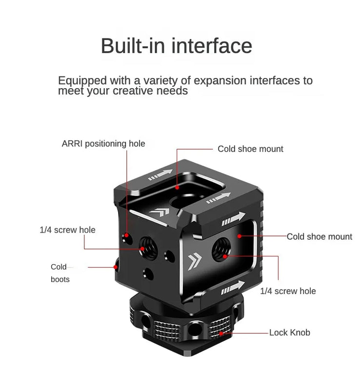 FEICHAO Triple Cold Shoe Mount Adapter Monitor Hot Shoe Extension Seat Mic Fill Light Bracket Holder for DSLR Camera Cage Rig