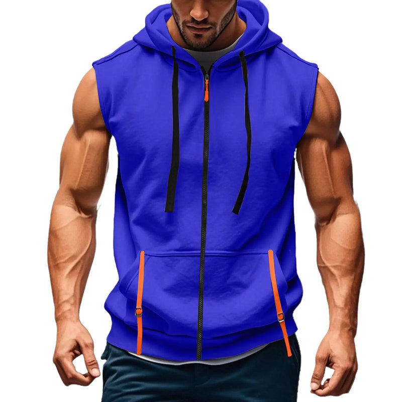 Men Hooded Sleeveless Shirt Casual Gym Tank Top Male Breathable Bodybuilding Vest Basketball Shirt Fashion Singlet Man Clothes
