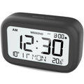 Digital Alarm Clock with LCD Display Battery Operated Desk Clock for Bedroom Temperature Date Week Display Snooze Backlight