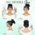 Full Lace Cornrow Braided Wigs Synthetic Braids Wig with Baby Hair Short Afro Curly Knotless Braided Lace Wig for Black Women