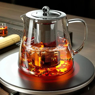 Heat-Resistant Borosilicate Glass Teapot with Removable | SAMAG