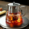 Heat-Resistant Borosilicate Glass Teapot with Removable Stainless Steel Infuser Kung Fu Tea Set Clear for Loose Leaf Tea Home Of