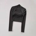 Women's Elegant Long Sleeve Yoga Shawl Sports Top with Chest Cushion Short Elegant Yoga Top Small Camback Pura Speed Dry Autumn
