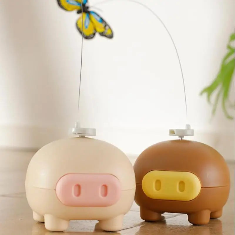 Electronic Interactive Cat Teasing Toys Electric Intelligent Automatic Rotate Cute Pig Funny Electric Rotating Butterfly Toys