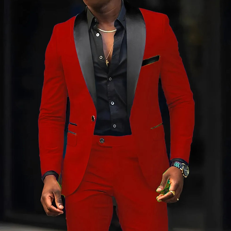2 - Piece Men's Suit Suitable For Wedding Business Single Button Jackets And Pants Sets, Slim Fit - View 8 | SAMAG