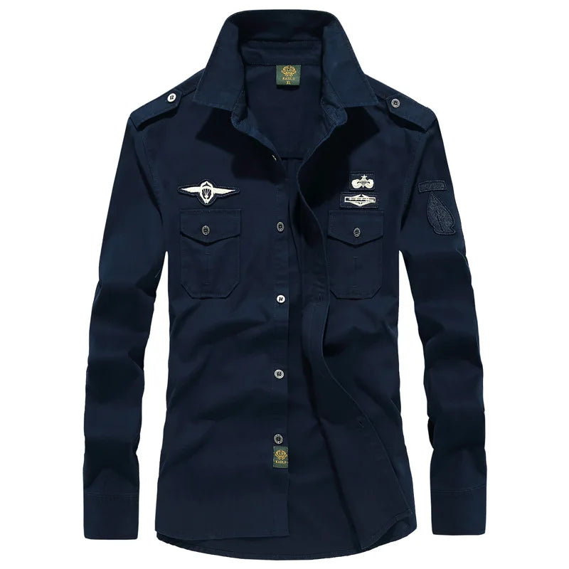 Men's Spring Cotton Casual Shirt Military Tooling | SAMAG