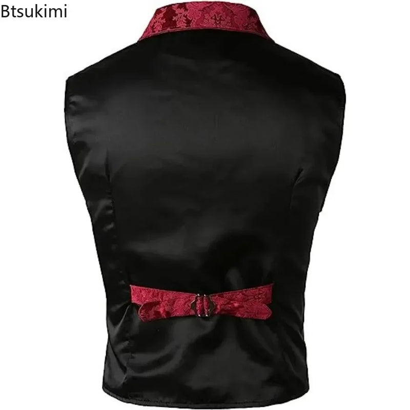 2026 Men's Fashion Jacket  Suit Vest Steampunk Gothic Waistcoat Men's Casual Vest Stage Performance Costume Evening Party Vests