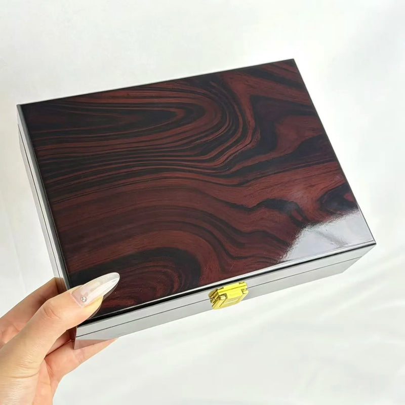 High-End Glossy Lacquered Wooden Storage Box for Belts, Premium Gift Packaging, Multifunctional Storage for Jewelry and Accessories, with Secure Locking