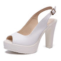 high quality leather shoe for women 10cm high heel platform open toe 32 33 42 43 elegant and fashion shoe black white