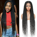 IPARTY Synthetic Full Lace Wig Braided Wigs Distressed Butterfly Locs Faux Locs Braid Wig Long Lace Frontal Wig for Women