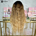 Highlight Water Wave Lace Frontal Wigs Human Hair 13x6/360 Lace Front Wig Blonde Highlights Colored 4/27 Silk Top Lace Front Wig