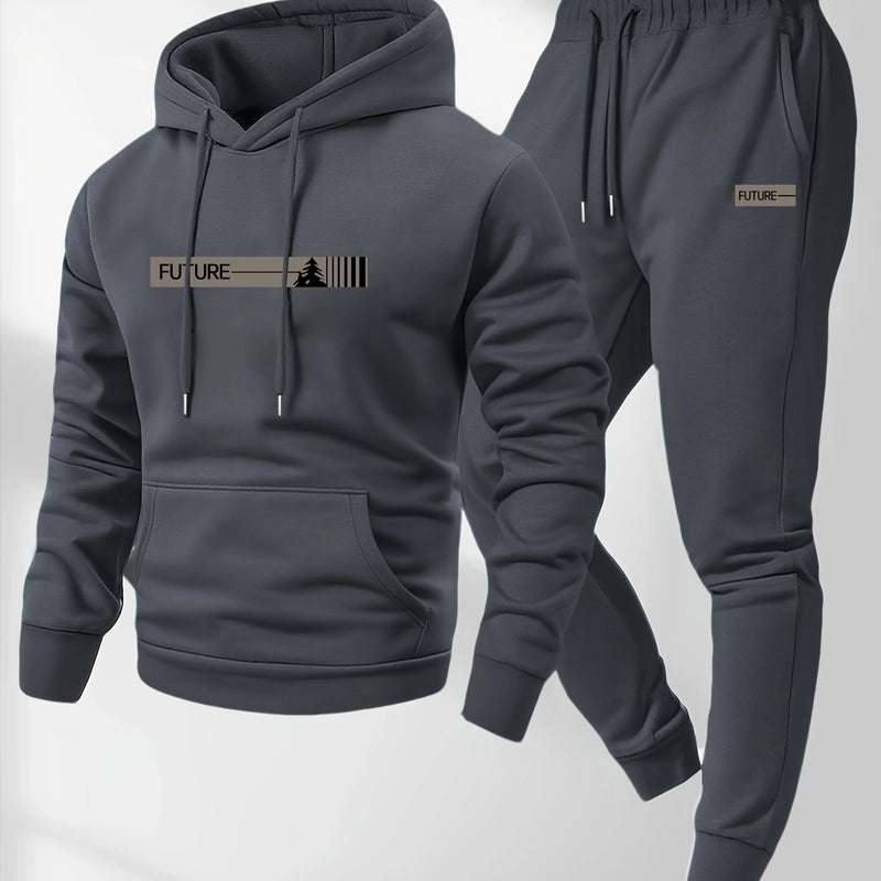 Men's two - piece set casual long - sleeved hooded sweatshirt and sports pants outfit suitable for winter - View 3 | SAMAG