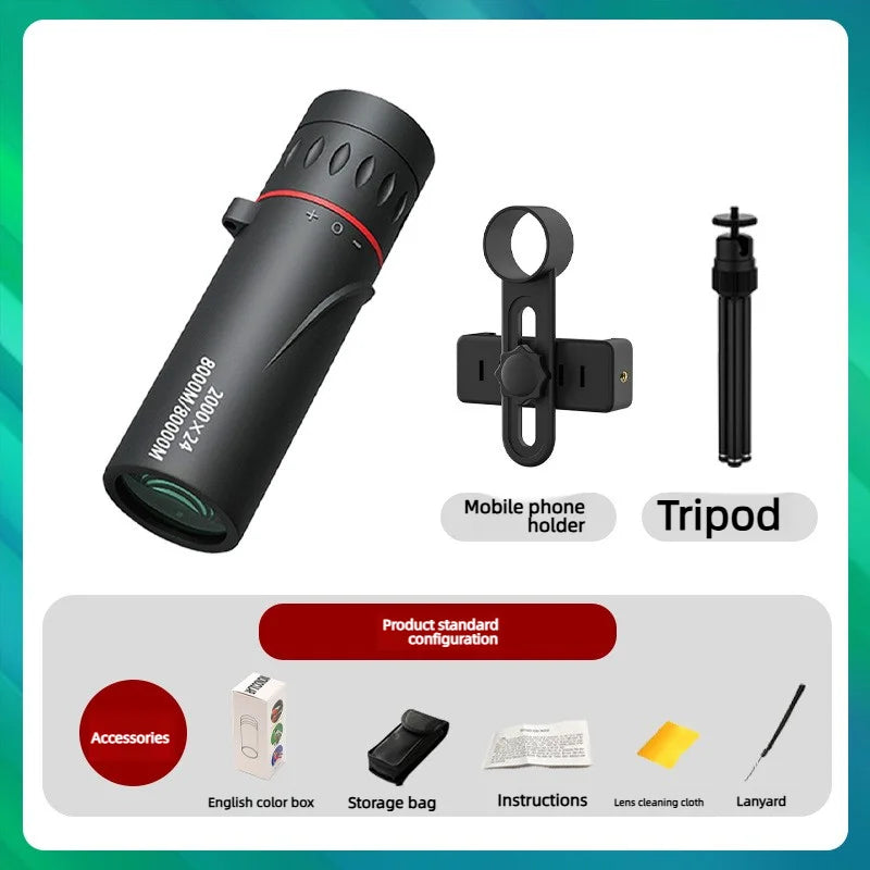 Ultra Hd Portable Monocular Hunting Monocular Telescope Phone Telescope Travel Hiking Camping Birdwatching Telescope