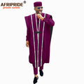 African Men Clothing Agbada Robe Dashiki Shirts Ankara Pants Tribal Hat Wedding Evening Outfits 4 Pieces - View 7 | SAMAG
