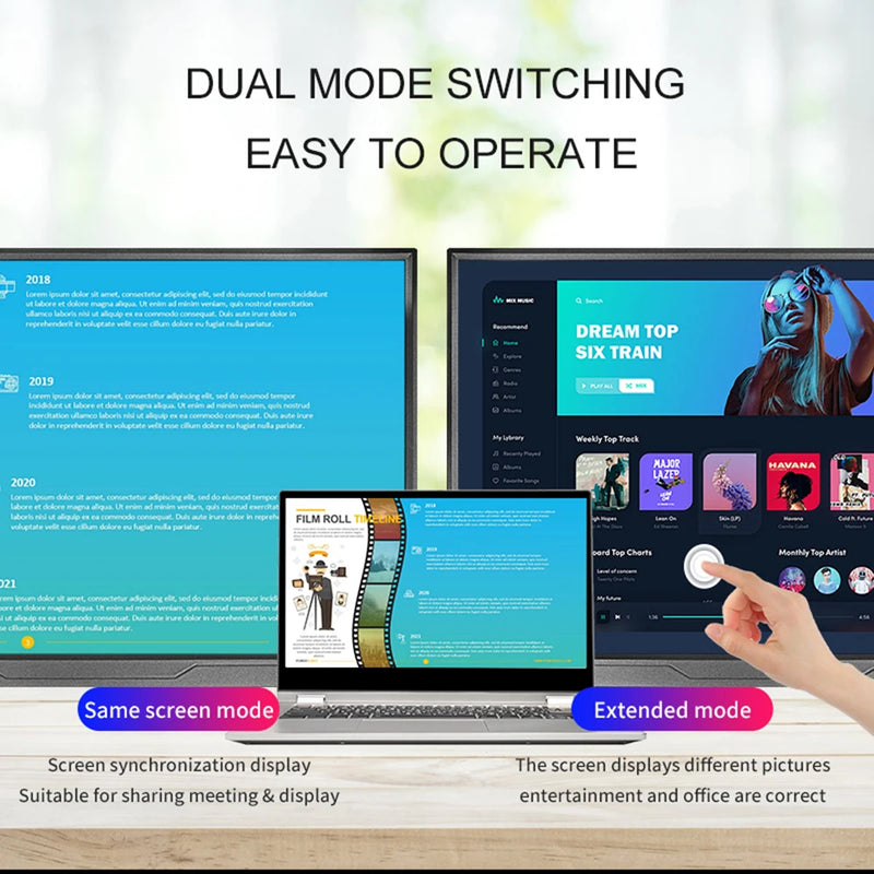 14inch Ultra-thin Portable Monitor Touch 1200P IPS USB-C HDMI External Second Screen for Laptop PC Cell Phone Switch PS4/5 Xbox