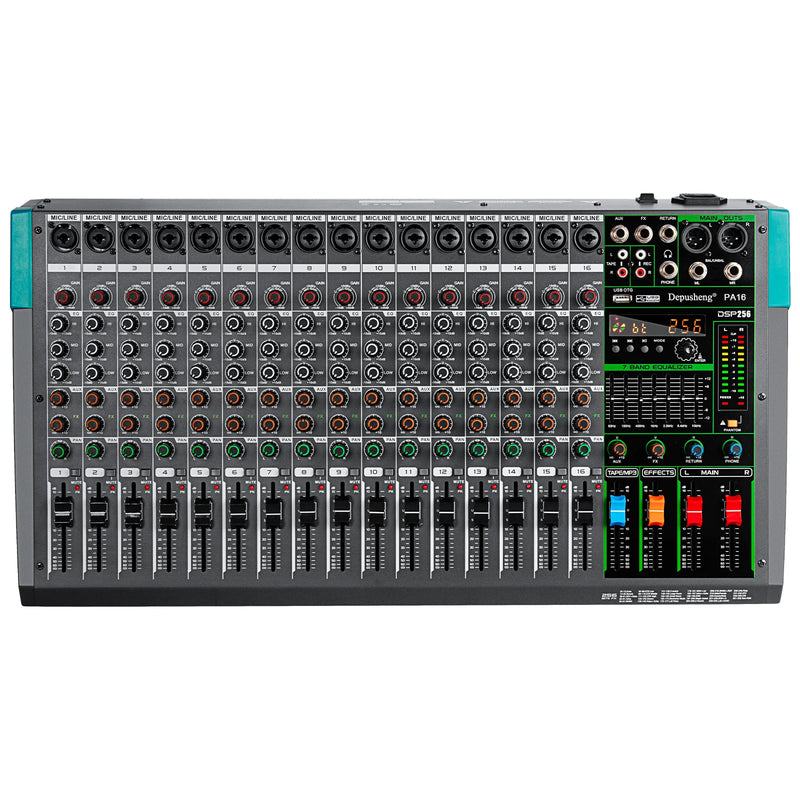 6/8/12/16 Channels Audio Sound Mixer Depusheng Mixing DJ Console USB 48V Phantom Power 256 DSP Effects Sound Table for Stage