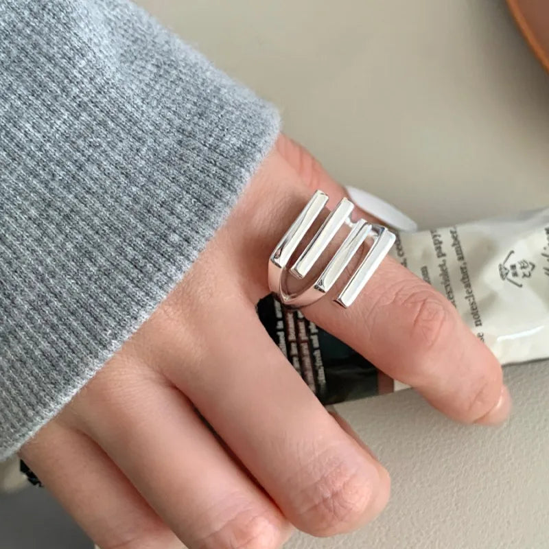VENTFILLE 925 Sterling Silver Irregular Design Wave