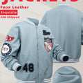 Men's Faux Leather Jackets Varsity Embroidered Baseball Coat Casual Daily Motorcycle Windbreaker Outerwear New in Jacket