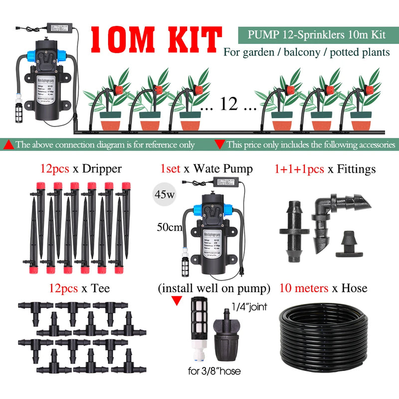 50-5M 1/4'' Hose Adjustable Drippers Automatic Watering Kit for Garden Greenhouse Home Outdoor Sprinkler Drip Irrigation System