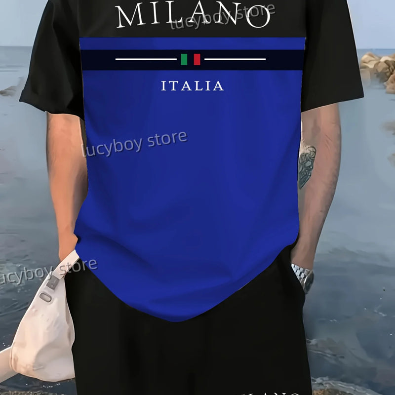 LB Printed Sport T-shirt+shorts Suit Set Men Male Luxury Tracksuit Outfit Summer Oversized tracksuit 2 Piece Set men Clothing
