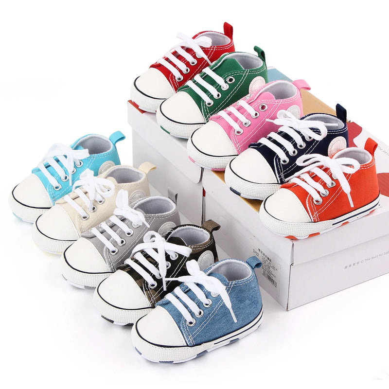 Classic Multicolor Toddler Canvas Shoes Unisex Newborn Comfort First Walking Infant Shoes Spring Autumn Anti Slip Soft Sole