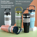 600/890ML Thermos Mug With Straw Stainless Steel Car Insulated Flask Water Tumbler for Outdoor Keeps Cold and Heat Thermal Mug