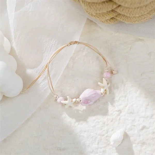 Bohemia Shell Conch Starfish Bracelet for Women Handmade Adjustable Rope Summer Beach Party Jewelry - Visuel 7 | SAMAG