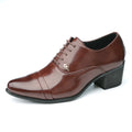 Premium Leather Men Shoes Slip On Loafers European Brand Business Casual Wedding Party Plaid Design Height Increasing