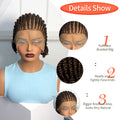 Short Ombre Cornrow Braided Bob Wig Synthetic Full Lace Braided Lace Wig with Baby Hair Knotless Handmade Braids Wigs for Women