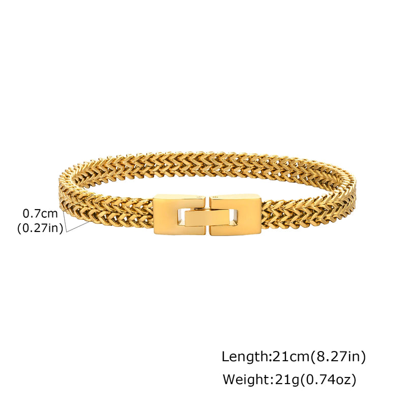 Gold Color Men's Chain Bracelet, Hip Hop Stainless Steel Chunky Wristband, Rock Punk Jewelry Gift for Dad - Visuel 13 | SAMAG