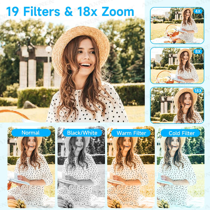 5K Digital Camera 8000W Pixel Retro CCD Dual Screen Photographic Cameras 80MP Vlog Cam with Auto Focus Smile Detection 18x Zoom