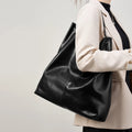 BURMINSA Luxury Genuine Leather Handbags Large Slouchy Hobo Shoulder Bags For Women Cowhide Shopping Tote Business Work Purses