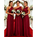 One Shoulder Lemon Yellow Bridesmaid Dresses Chiffon | SAMAG