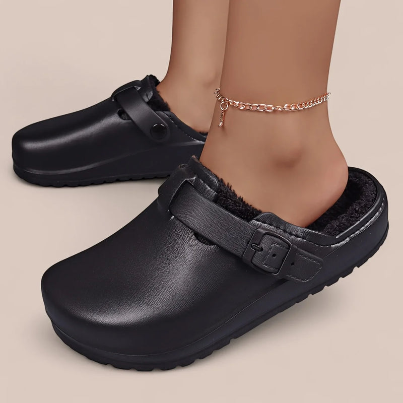 Women's EVA Plush House Slippers Adjustable Straps, Round Toe, Anti-Slip Women's Winter Shoes Suitable for Indoor Outdoor Wear