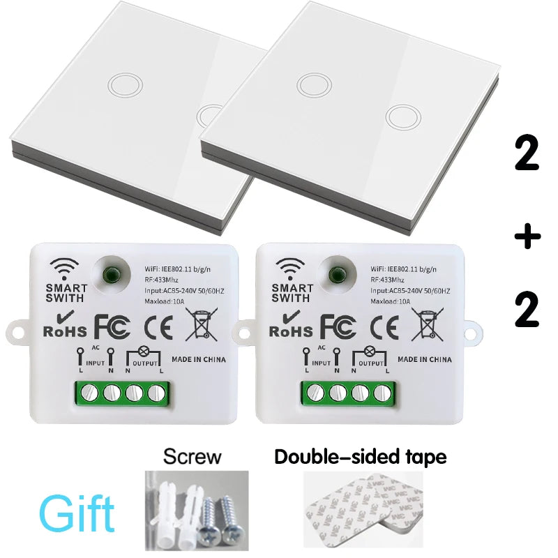 Mini WIFI Smart Light Switch Tuya Smart Life APP Wall Panels Touch Switch 433Mhz DIY Relay Module Timer Voice Google Home Alexa